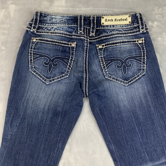Rock Revival Buckle Blake Straight Jeans Womens 30 Low Rise - Picture 15 of 16